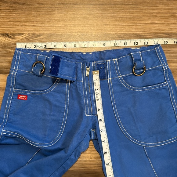 Miss Sixty Wide Leg Blue Stitching Details Zip Up Vintage Pants Waist 28” - Picture 10 of 14